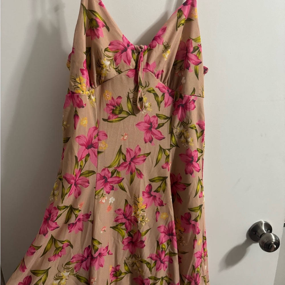 Floral Pink and Tan Women's Dress